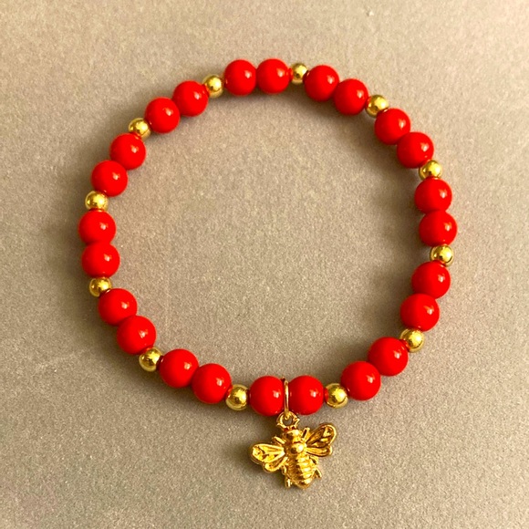 Beads red and gold bracelet ❤️⭐️ - Picture 1 of 3